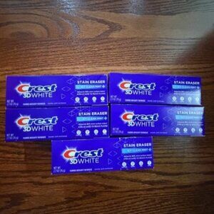 Lot of 5 Pack Crest 3D White Stain Eraser Toothpaste Icy Clean Mint 2.7 Oz Each